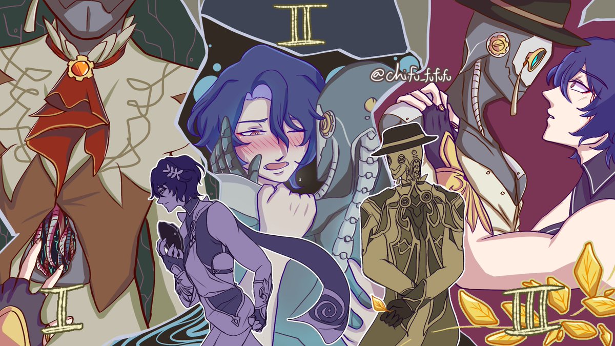 “Once is happenstance, twice is the beginning of a pattern, thrice is a habit.” 

Fic art for <a href="/decay_xiii/">decay</a>'s series Deviations from Baseline 
archiveofourown.org/series/4037179 please read these beautiful works 🦋💙 
.
.
.
#screwtio #screwllum #DrRatio