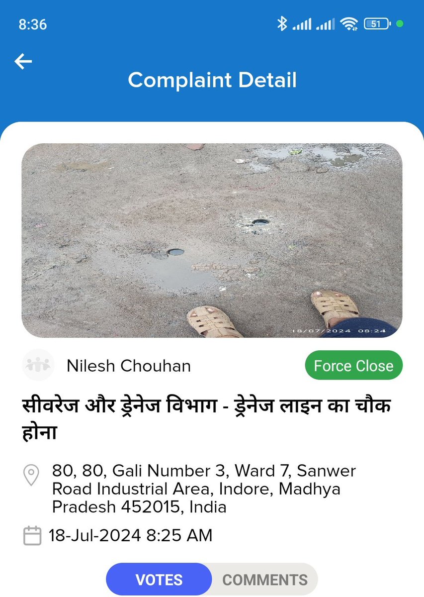 iamnelesh's tweet photo. @SwachhIndoreimc @advpushyamitra @Ramesh_Mendola 
Nivedan ki nagar nigam logo ko bole ki kaam chori naa kare. Complaint ko bina investigation kare hi force close kr dete he. 
Pata he ap Road banwane ki niyat nhi rakhte he. Kam se kam chamber to saaf hote rahe. Ward 18,shanti ngr https://t.co/NkWyoKr0dE