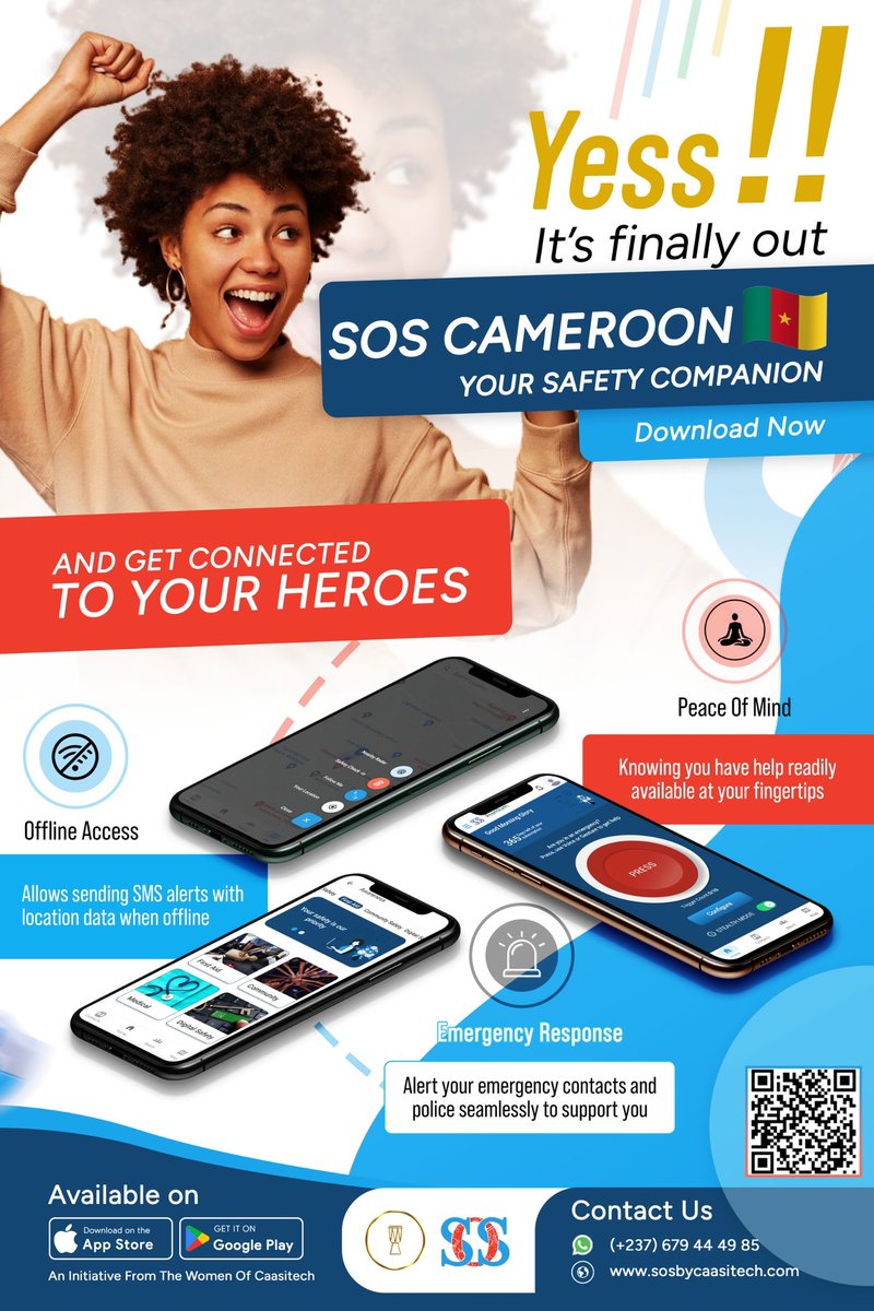 soscaasitech's tweet photo. 🎉 Yess!! SOS Cameroon is finally out! 🎉

Download your ultimate safety companion today. Get connected to your heroes and stay safe with features like offline SMS alerts and real-time emergency response. Available on Google Play!

🔗 https://t.co/rGfO4H90yt

 #DownloadNow https://t.co/uR62pctvYz