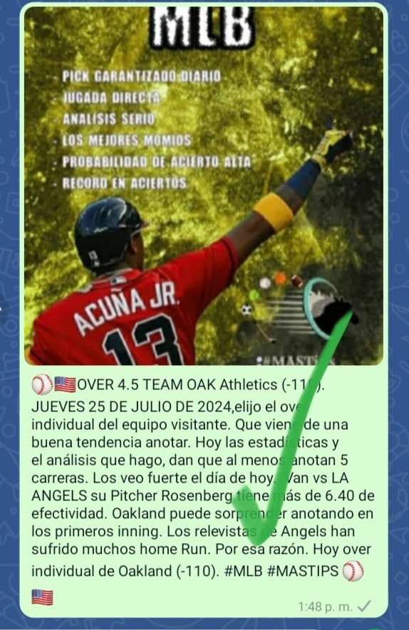 MASTIPSFreepick's tweet photo. #MLB #MASTIPS #Freepicks #Freepick
⚾Oak Athletics over 4.5 TEAM ✅(-110)
#Teamparieur #Teamparieurs #infalible #MLB https://t.co/bVsAf82y8A