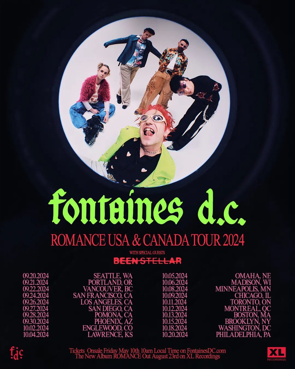 TheeMusicMedium's tweet photo. 🚨🚨 ROMANCE TOUR 🚨🚨

Featuring:
👤 Fontaines D.C.
👤 Been Stellar

2024 North America Leg

Tix: https://t.co/xgxViLCL47 https://t.co/abwQ1LNKwm