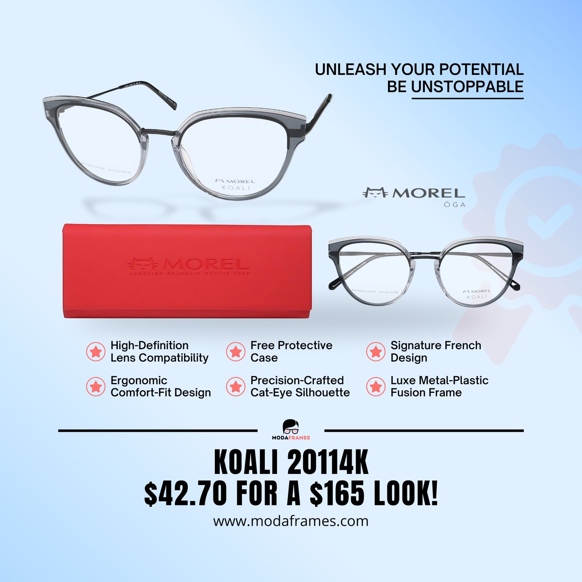 ModaFrames's tweet image. 🚨 Fashion Alert: Parisian chic for just $42! 🇫🇷✨
🛒 modaframes.com/products/koali…
Introducing Koali 20114k Eyeglasses - your ticket to French style without the jet lag.

Now 74% OFF at ModaFrames!

#EyewearFashion #KoaliEyewear #ModaFrames