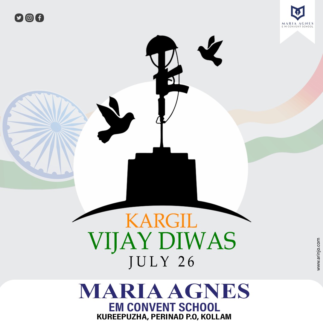 MariaAgnesEMSc1's tweet photo. Kargil Vijay Diwas: Honoring the Courage and Sacrifice of Our Heroes. Jai Hind

#kargilday #mariaagnesschool #ınstagood #kureepuzha #kollam #kerala #schoolmemories #arinjo https://t.co/lZhhoSYT3p
