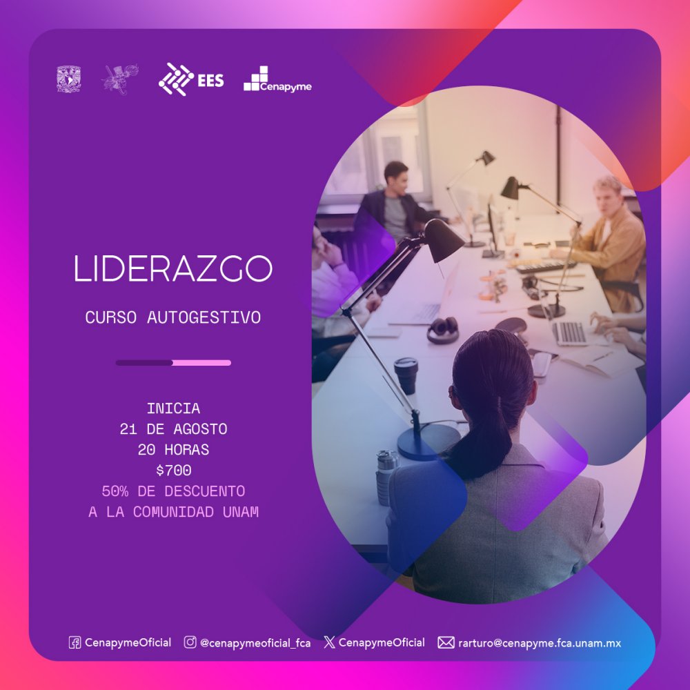 FCAUNAMOFICIAL's tweet photo. 🔦 La personalidad del líder.
🔦 El liderazgo y mi empresa.

➕Información:https://t.co/tOz3Ub7ldx
✒️Inscríbete: https://t.co/r074xP9FG0 https://t.co/YbL3F4UAZa
