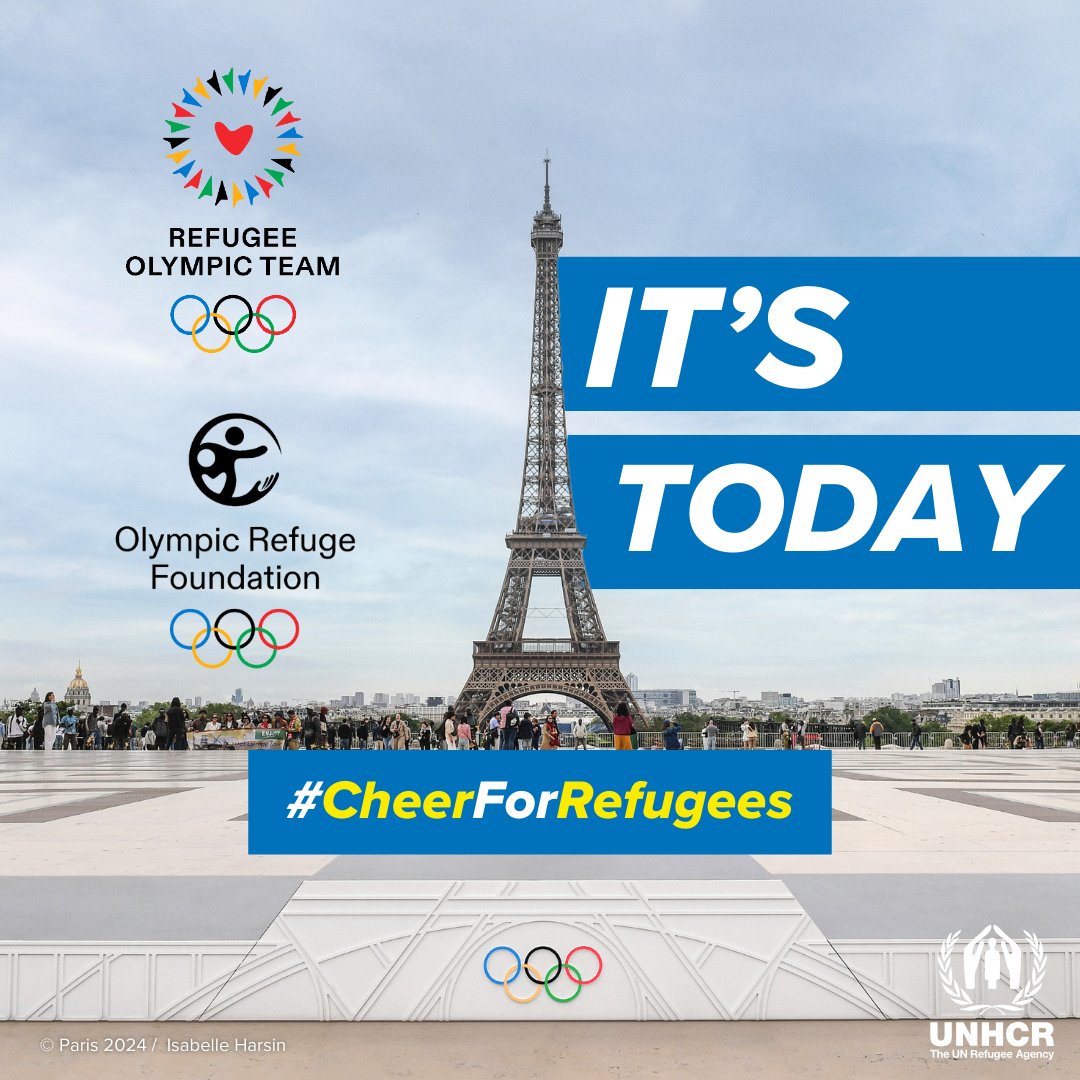 Today’s the day!

Watch the <a href="/RefugeesOlympic/">Refugee Olympic Team</a> at the #OpeningCeremony at 7:30PM Paris, 10:30AM Los Angeles, 2:30PM Rio de Janeiro, 6:30PM London and 8:30 PM Athens.

Join us in supporting them and #CheerForRefugees in #Paris2024!