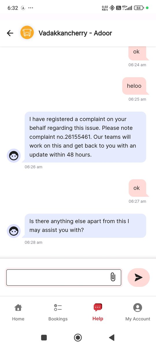 free_thin_ker's tweet photo. Today I booked a bus from vadakkenchery to adoor at 4:50 am, But the bus Delied over 2 hours , Because Of it  i contacted the egent and ask the agent to rice a complaint and refund but till now , no response from @redBus_in , Help me with is , i waited over 1 hour On the Busstop https://t.co/pNVZriqf3P
