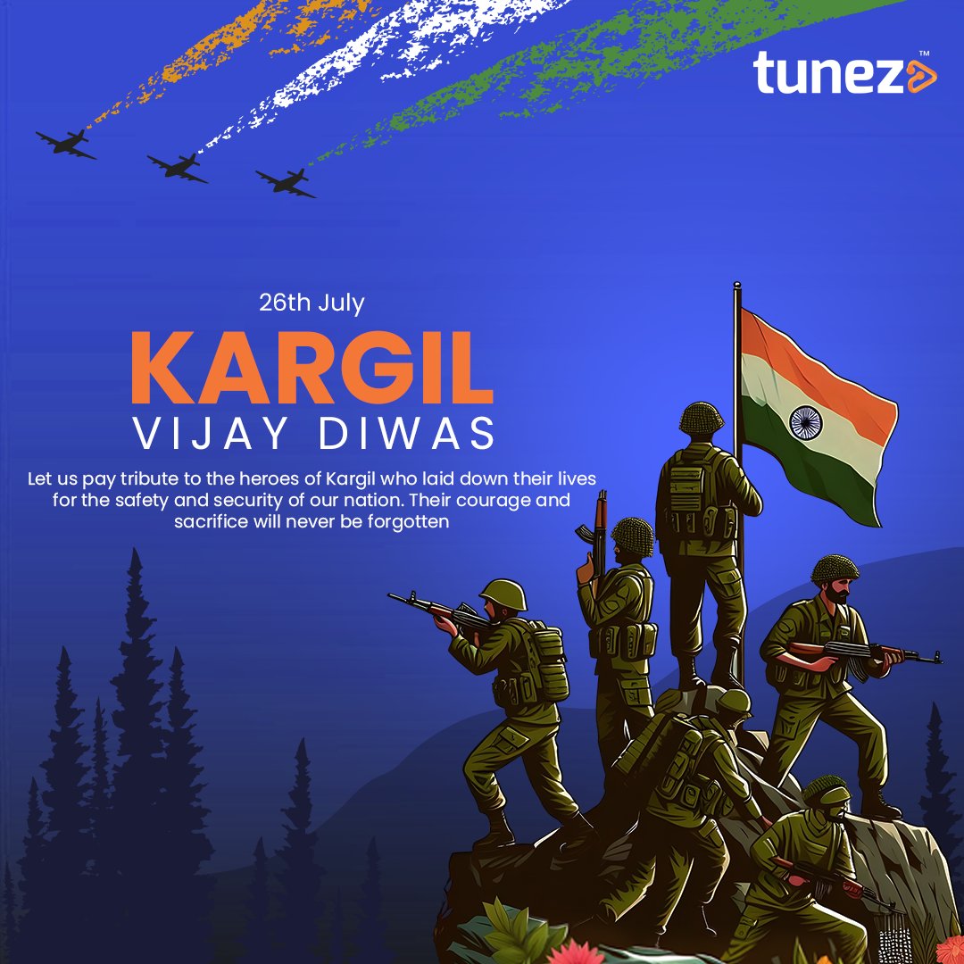 tunez_go's tweet image. Honoring the brave souls who fought valiantly and made the ultimate sacrifice for our nation&apos;s safety and pride. Your heroism and dedication will forever be remembered.

#KargilVijayDiwas #SaluteToHeroes #CourageAndSacrifice #Tunez
