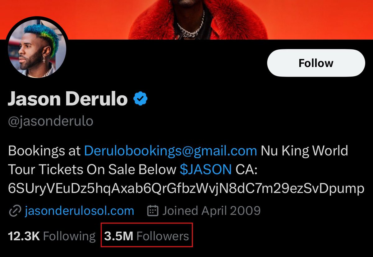 <a href="/jasonderulo/">Jason Derulo</a> Back to promoting random meme coins where you have more followers on X than the mkt cap or liq just like you did in 2021-2022. 

Jason Degrifter