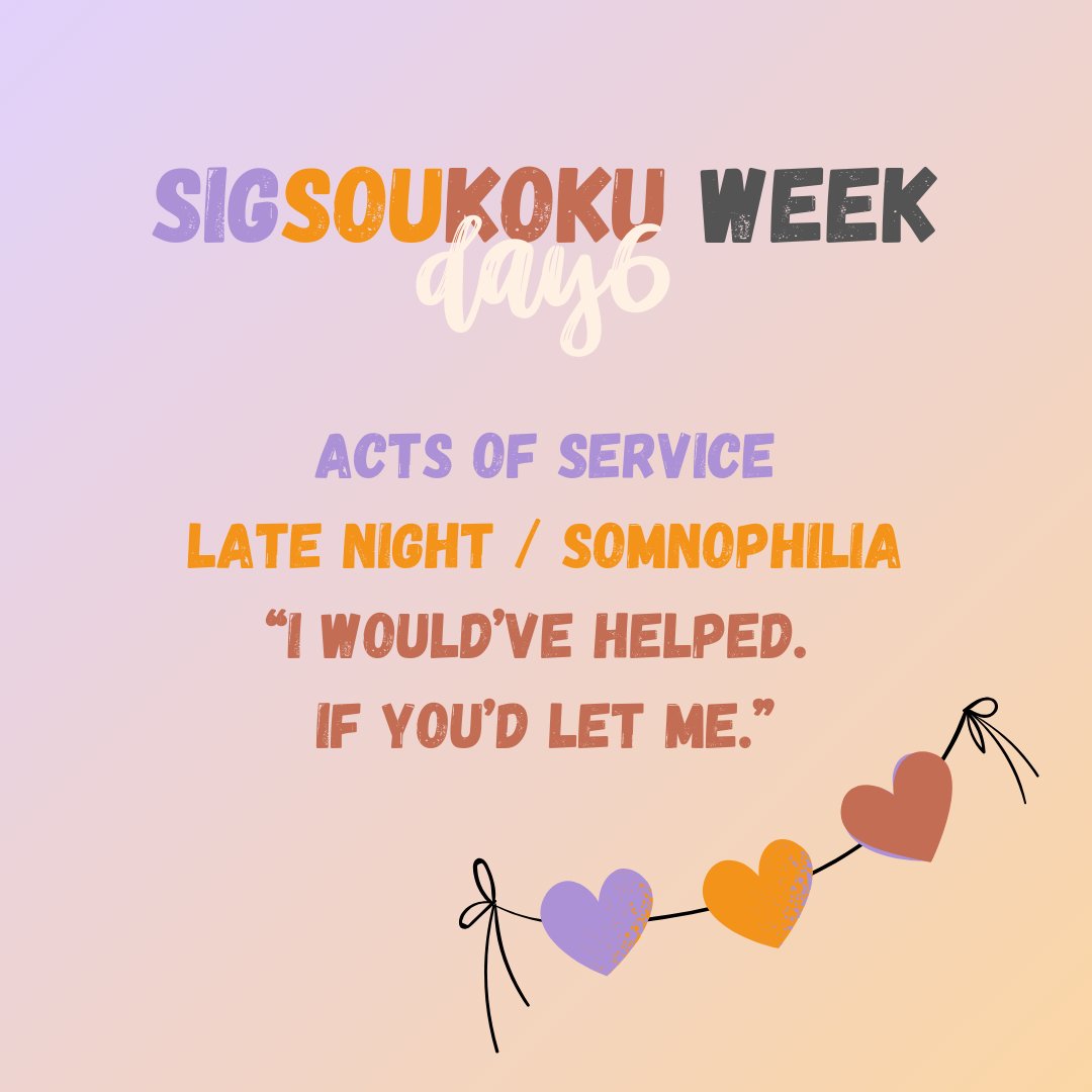 π sigskk week π€ππ§‘ (@sigskkweek) on Twitter photo DAY 6
π§‘ acts of service
π late night/somno
π€ "I would've helped, if you let me"
β‘ fics, art, cosplay, edits, etc welcome! NO AI/18+ ONLY
β‘ tag submissions with #sigskkweek24 & tag us at <a href="/sigskkweek/">π sigskk week π€ππ§‘</a>
β‘ ao3 collection is open as "sigskk24"
β‘ submissions accepted til august 5 DAY 6
π§‘ acts of service
π late night/somno
π€ "I would've helped, if you let me"
β‘ fics, art, cosplay, edits, etc welcome! NO AI/18+ ONLY
β‘ tag submissions with #sigskkweek24 & tag us at <a href="/sigskkweek/">π sigskk week π€ππ§‘</a>
β‘ ao3 collection is open as "sigskk24"
β‘ submissions accepted til august 5