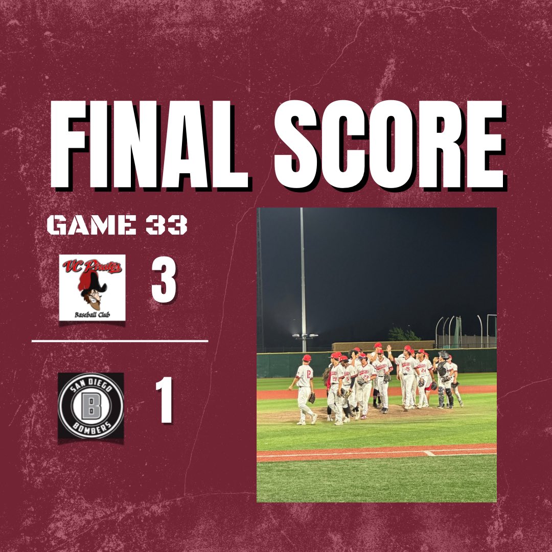 Amazing way to end the season! Your VC Pirates beat the 5-Tool Bombers 3-1 tonight! GO PIRATES 🔥🏴‍☠️⚾️

@ccl_baseball #vcpirates #vcbaseball
