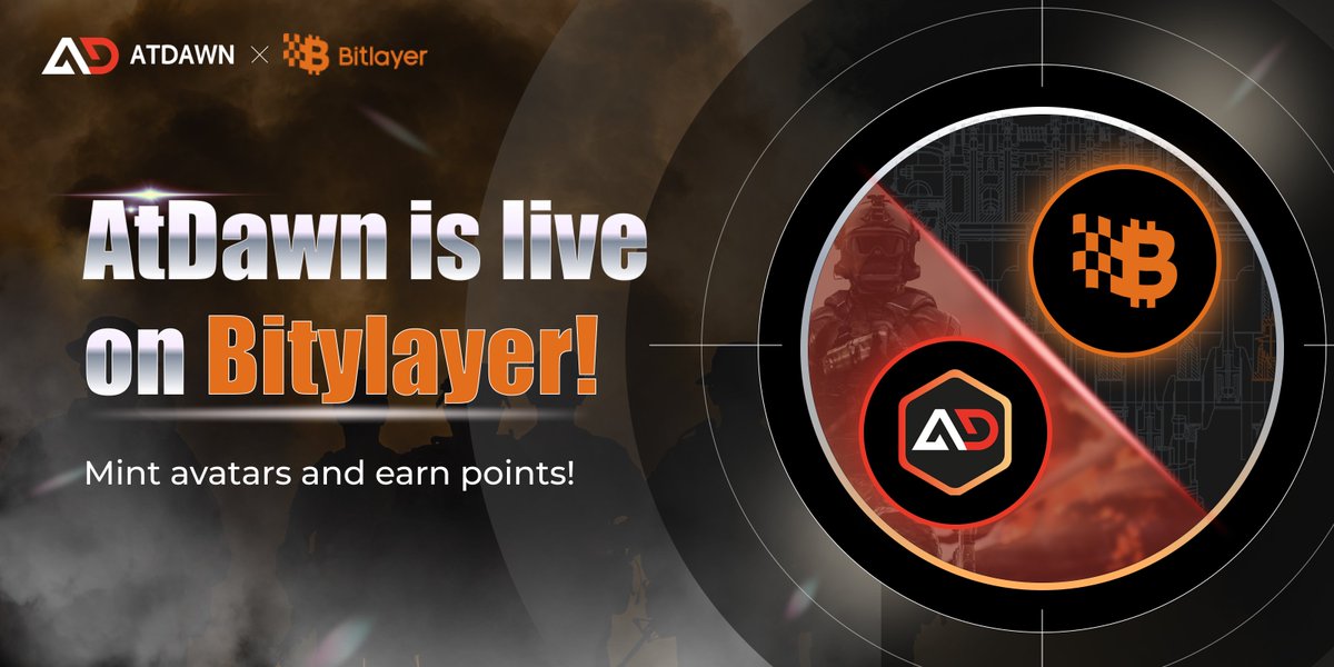 🚀 Big news, soldiers! 🚀

AtDawn is NOW LIVE on the <a href="/BitlayerLabs/">Bitlayer</a> mainnet! 

🌐 Bitlayer, the first Bitcoin Layer 2 solution built on the BitVM paradigm, is here to supercharge your gaming experience. 🎮✨

Mint your avatar and earn 2000 credit points:
👉play.atdawn.io/?ref=kPh1Csk8&…