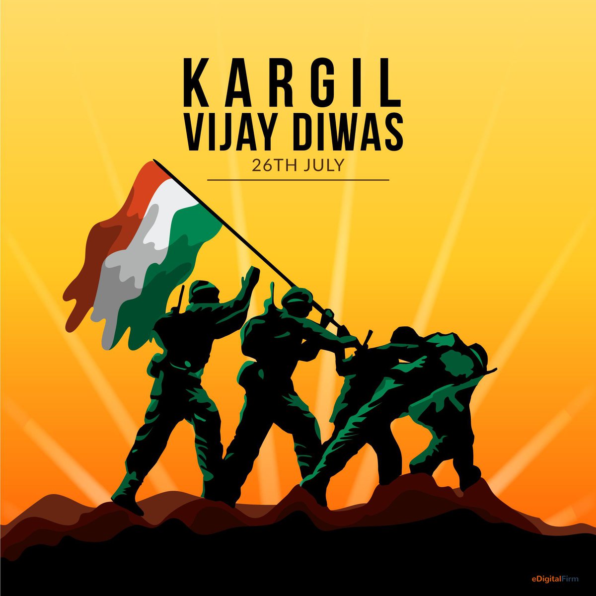 eDigitalFirm's tweet photo. Today, we pay tribute to the valor, courage, and sacrifice of our #soldiers who fought bravely in the Kargil War. On this #Kargil Vijay Diwas, we honor their unwavering dedication and remember their supreme sacrifice for our #nation.
#KargilVijayDiwas #IndianArmy #edigitalfirm https://t.co/NCkydgPLq6