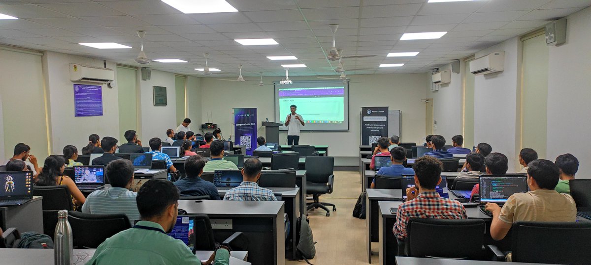 lamprosdao's tweet photo. The session at @Themsubaroda aimed to equip aspiring developers with essential knowledge and skills for building on @arbitrum and actively engaging in #Web3 governance. 

We introduced students to the core concepts of Web3, Blockchain technology, and the Arbitrum ecosystem. https://t.co/aEXPVqBABX