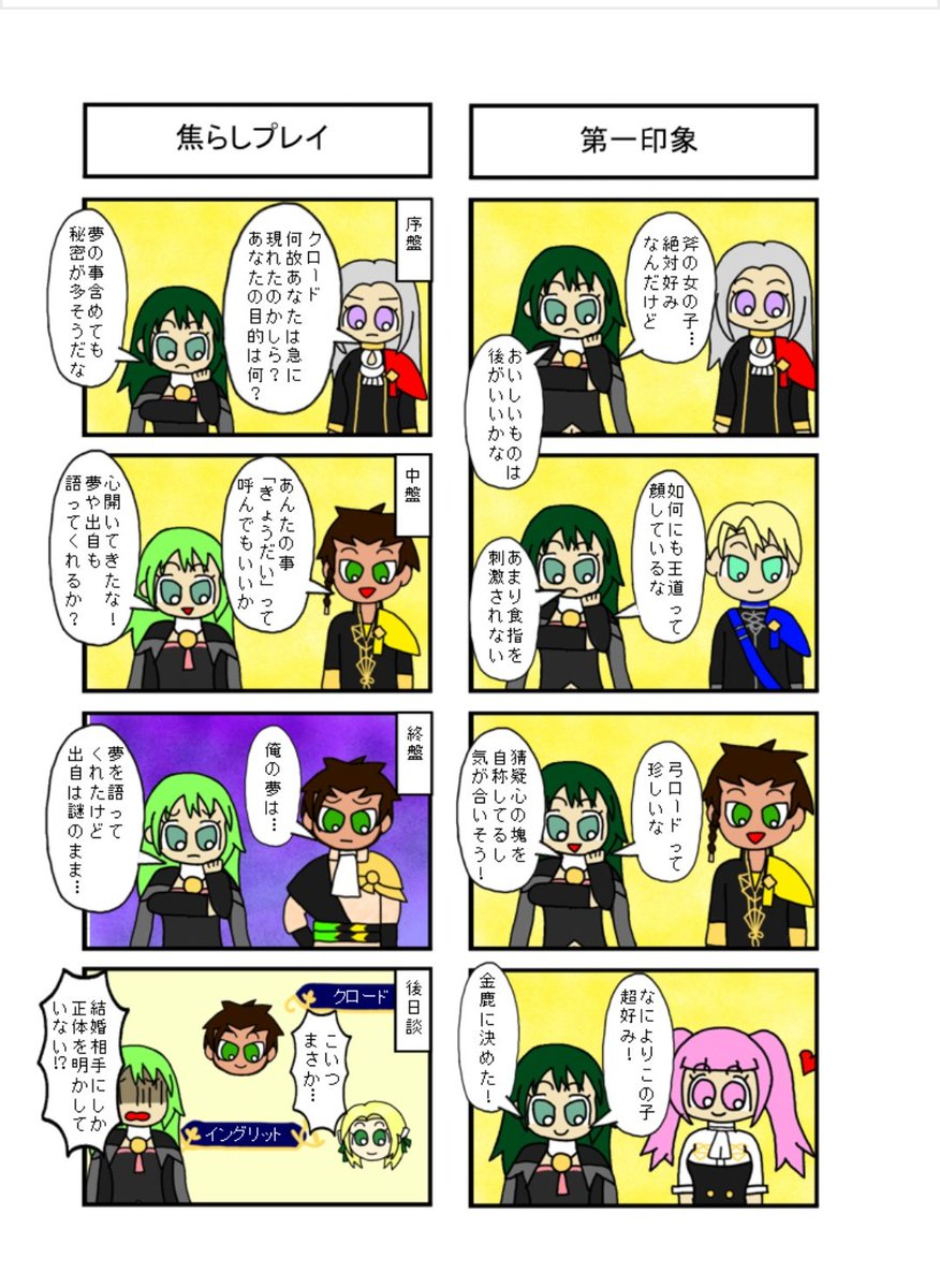 ずっと前に描いた初見プレイの記録4コマ
風花雪月5周年おめでとう! 