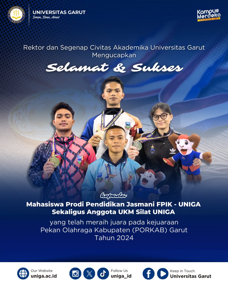 1. Juara 1 Tanding KELAS A Putra
Faiz Rohmatullah Arrido 
2. Juara 1 Tanding KELAS G Putra 
Zidan Mohammad Natsir
3. Juara 2 Tanding KELAS C Putri
Indiani sapitri
4. Juara 1 Regu Putra
Yusril Ihja Mahendra