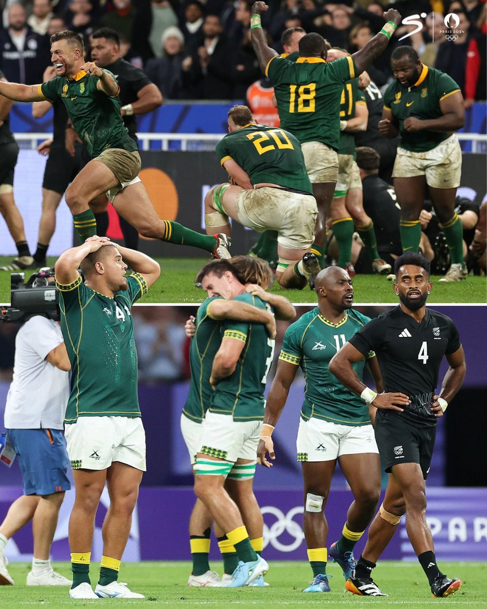 MARIUSBROODRYK's tweet photo. Blitzboks Stun New Zealand, Advance to Olympic Semifinals

The South African Blitzboks rugby team pulled off a major upset at the Olympic Games in Paris, defeating top-ranked New Zealand 14-7 in the quarterfinals. After losing to NZ earlier in pool play, the Blitzboks rebounded with a strong performance, scoring tries by Selvyn Davids and Tristan Leyds. The team's defense held firm in the second half, securing a spot in the semifinals and keeping their medal hopes alive. Earlier, the Blitzboks dominated Japan 49-5 to reach the quarterfinals.
