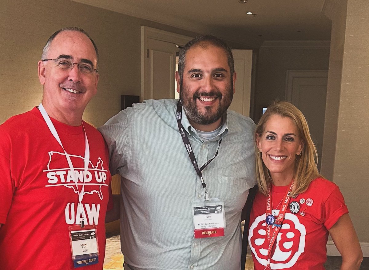 RudyforWorkers's tweet image. Last week at the @californialabor convention we were inspired by President Shawn Fain of @uaw.union and President Sara Nelson of @afacwa (@flyingwithsara ) as they rallied delegates to the cause of solidarity among all workers. Truly a privilege. #latergram #UnionStrong