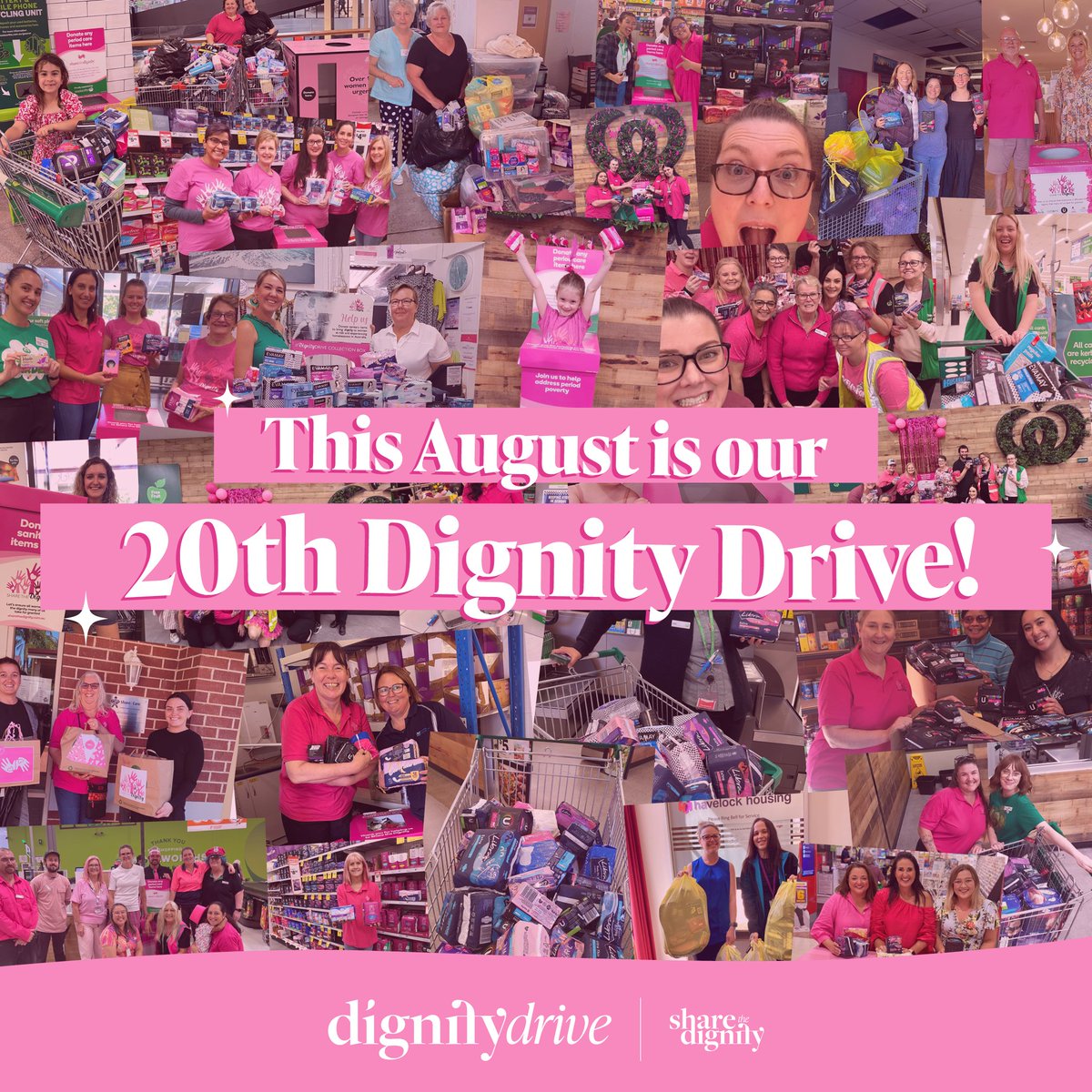 WOW, what an incredible journey it has been since our very first Dignity Drive in 2015! Back then, our Founder, Rochelle, collected 450 packets of period products. Since then, we have collected 4.8 million period products! Thank you to all of you that has made this possible 🩷
