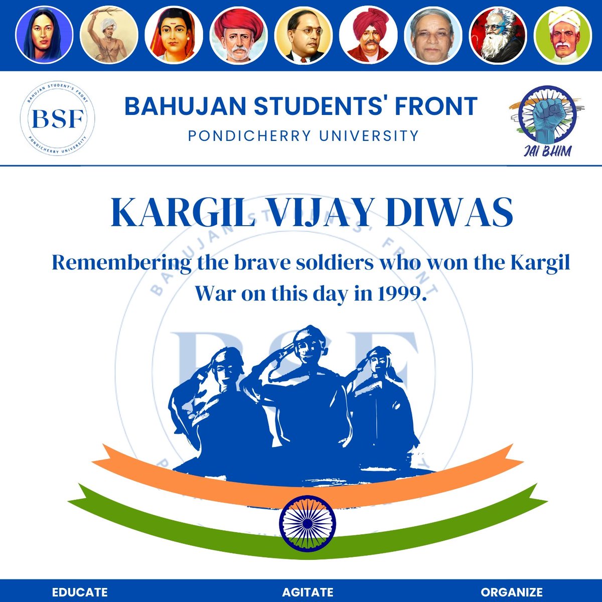 bsf_pu's tweet photo. On this Kargil Vijay Diwas, BSF PU remembers and honors the brave soldiers who fought valiantly and triumphed in the Kargil War of 1999. Their courage, dedication, and sacrifice will forever be etched in our hearts. 
#KargilVijayDiwas #BSFPU #PrideOfIndia #HeroesOfKargil https://t.co/cnGl75O9E8