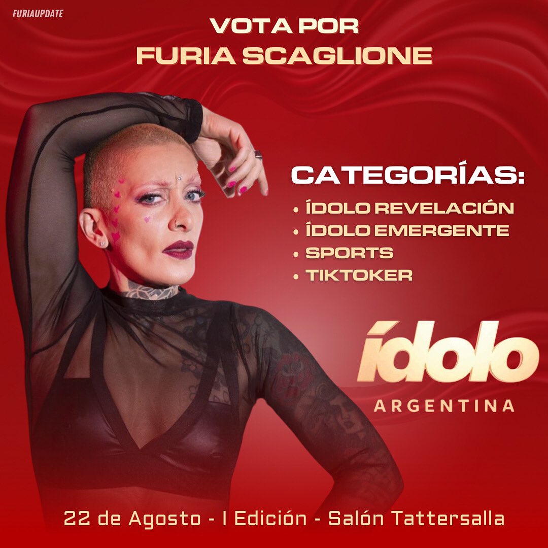 furiaupdate's tweet photo. 📢|| PREMIOS ÍDOLO ARGENTINA 2024 🤩 

Quien no puede faltar? ELLA 💜

Pasos para votar a Furia: 👇🏻 
•Entrar al link: https://t.co/7K0jNr9zaD
•Escribir Juliana Scaglione en las categorías mencionadas
•Una vez finalizado eso, apretar la opción “LISTO” 

#GranFuria https://t.co/PgfyhCSmSX