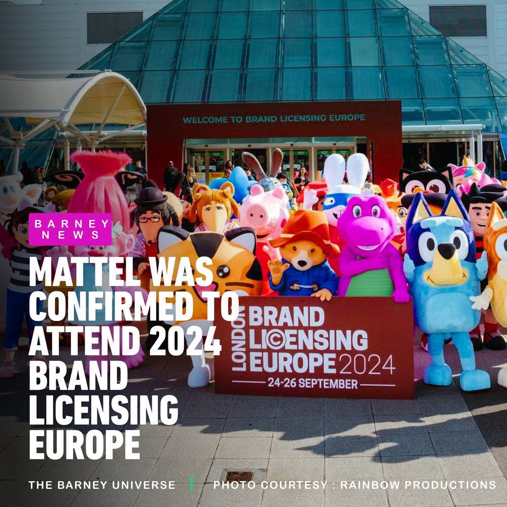 Mattel has confirmed their attendance at this year's 2024 Brand Licensing Europe!

With BARNEY'S WORLD expected to release globally in late fall 2024, it's likely that Barney will make a special appearance. 🦖🦖