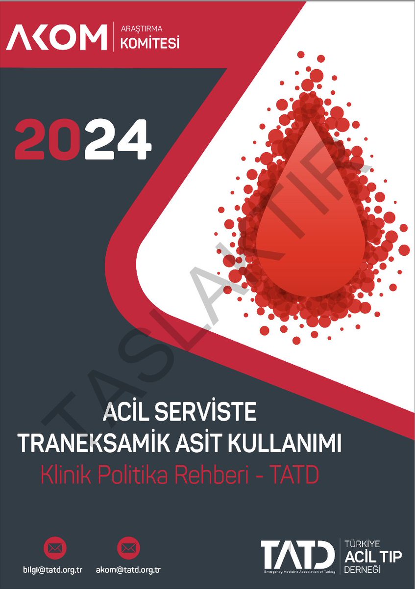 AKOM (@akom_tatd) on Twitter photo Acil Serviste Traneksamik Asit Kullanımı - TATD_AKOM Klinik Politika Rehberi 2024 Taslak Metni Yayınlandı.
25 Ağustos 2024 Tarihine Kadar askıda kalacak olan Rehbere dair öneri ve görüşlerinizi bekliyoruz...
tatd.org.tr/arastirma/2024…
<a href="/TrTATD/">Türkiye Acil Tıp Derneği - TATD (EMAT)</a> Acil Serviste Traneksamik Asit Kullanımı - TATD_AKOM Klinik Politika Rehberi 2024 Taslak Metni Yayınlandı.
25 Ağustos 2024 Tarihine Kadar askıda kalacak olan Rehbere dair öneri ve görüşlerinizi bekliyoruz...
tatd.org.tr/arastirma/2024…
<a href="/TrTATD/">Türkiye Acil Tıp Derneği - TATD (EMAT)</a>