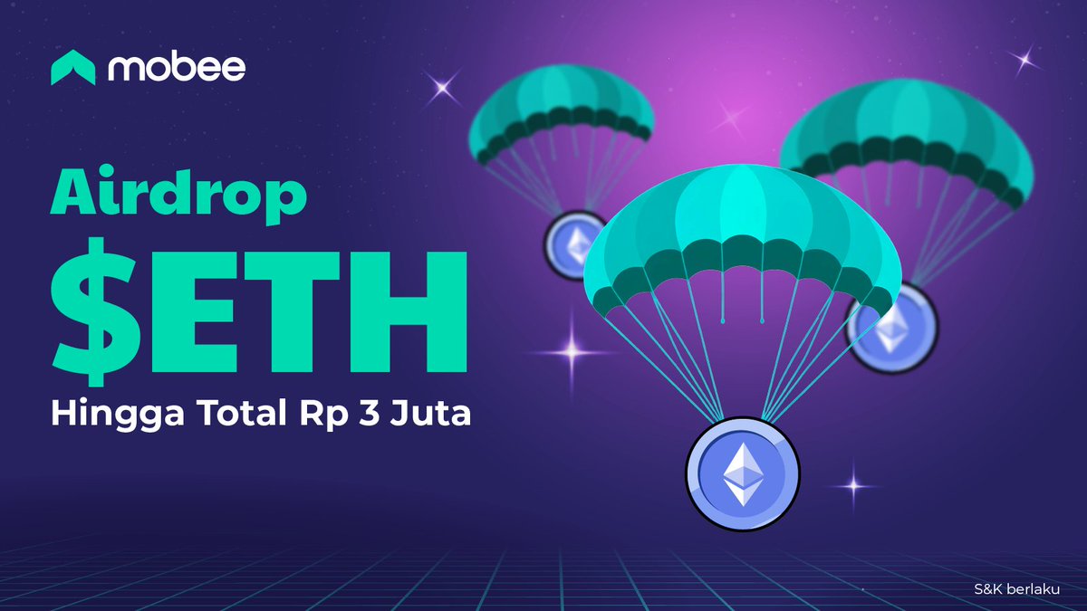 Follow <a href="/mobee_id/">Mobee</a> dapetin $ETH hingga total Rp3 Juta 🔥🔥🔥

Cek syarat &amp; ketentuannya ya!👇👇👇

Syarat &amp; ketentuan:
1. Wajib follow akun twitter Mobee <a href="/mobee_id/">Mobee</a>
2. Retweet, likes dan reply kode referral kamu dan tag 3 orang teman untuk ikutan #MobeeAirdrop
3. Bagi pemenang akan