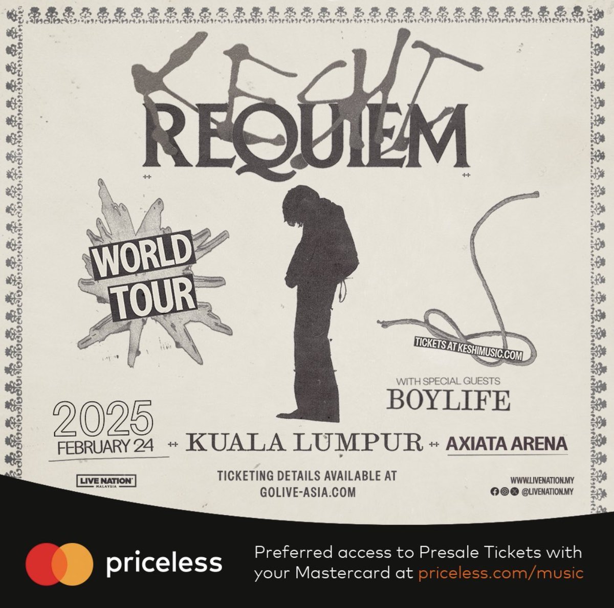 kth97855963's tweet photo. REQUIEM : KESHI IN KUALA LUMPUR ticketing service here 💌
ts fee : RM25 each ticket 🎫 

dm for more feedback &amp; info 🥰 https://t.co/MiKfUWzs8F