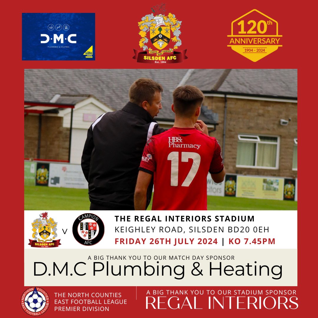 ⚽️| 𝐌𝐀𝐓𝐂𝐇𝐃𝐀𝐘

The day is finally here as we kick off our <a href="/NCEL/">Macron NCEL</a> season this evening with the visit of <a href="/CampionAFC/">Campion AFC 🔴⚫</a> to the Regal Interiors Stadium!

🎟️£7 adults/£4 concessions

We look forward to seeing you all down at the game tonight!

#UpTheSils #SilsdenAFC