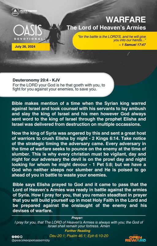 PeaceKeepersInt's tweet photo. Oasis Daily Devotion~Warfare (THE LORD OF HEAVEN’s ARMIES) https://t.co/hhK1tRfQvb