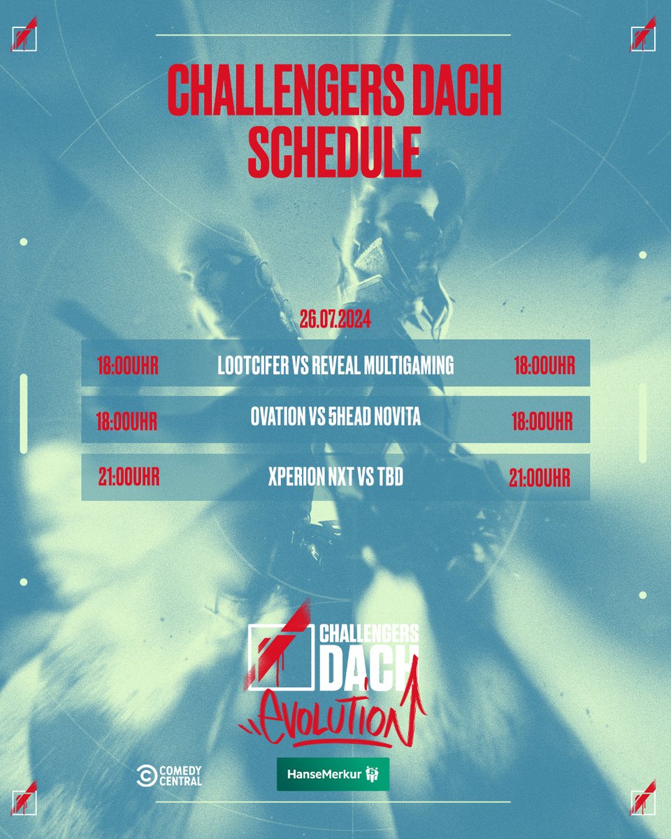 HanseMerkur Challengers DACH (@valleague_dach) on Twitter photo Der Start der Relegation steht bevor! 🔥
Heute:
18:00 Uhr
<a href="/TeamLootcifer/">Lootcifer</a> vs. <a href="/RVMultigaming/">Reveal Multigaming</a>
🎙️<a href="/Lady_de_Rose/">Kathy x3</a> twitch.tv/lady_de_rose
<a href="/OvationEsports/">Ovation eSports</a> vs. <a href="/5Head4Pro/">5HEAD</a> <a href="/NovitaEsports/">NOVITA</a>
🎙️<a href="/Akamask_/">Patrick Decker/Akamask 🐬</a>
21:00 Uhr
<a href="/XPERION_NXT/">XPERION NXT</a> vs. Gewinner LC/RV O
🎙️<a href="/Akamask_/">Patrick Decker/Akamask 🐬</a>
twitch.tv/akamask_colonia Der Start der Relegation steht bevor! 🔥
Heute:
18:00 Uhr
<a href="/TeamLootcifer/">Lootcifer</a> vs. <a href="/RVMultigaming/">Reveal Multigaming</a>
🎙️<a href="/Lady_de_Rose/">Kathy x3</a> twitch.tv/lady_de_rose
<a href="/OvationEsports/">Ovation eSports</a> vs. <a href="/5Head4Pro/">5HEAD</a> <a href="/NovitaEsports/">NOVITA</a>
🎙️<a href="/Akamask_/">Patrick Decker/Akamask 🐬</a>
21:00 Uhr
<a href="/XPERION_NXT/">XPERION NXT</a> vs. Gewinner LC/RV O
🎙️<a href="/Akamask_/">Patrick Decker/Akamask 🐬</a>
twitch.tv/akamask_colonia