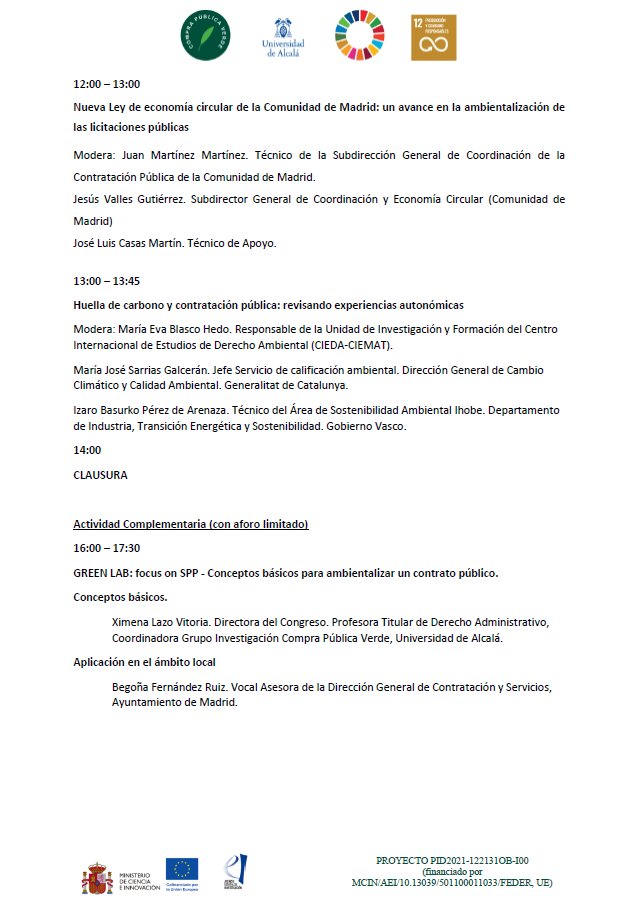 El IV Congreso Internacional de 🌿Compra Pública Verde y Cambio Climático🌿 cada vez esta más cerca.

Se puede consultar toda la información relacionada al Congreso a través de la página habilitada para este evento: congresocompraverde.web.uah.es

¡Os esperamos!