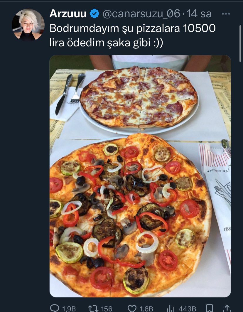 Bu pizzanın gerçek fiyatının tespiti için Muğla milletvekillerini göreve çağırıyorum. Mecliste araştırma komisyonu kurulması için pizzanın 15bin lira olmasını mı bekliyorsunuz? Lütfen harekete geçin. 🤣🤣🤣