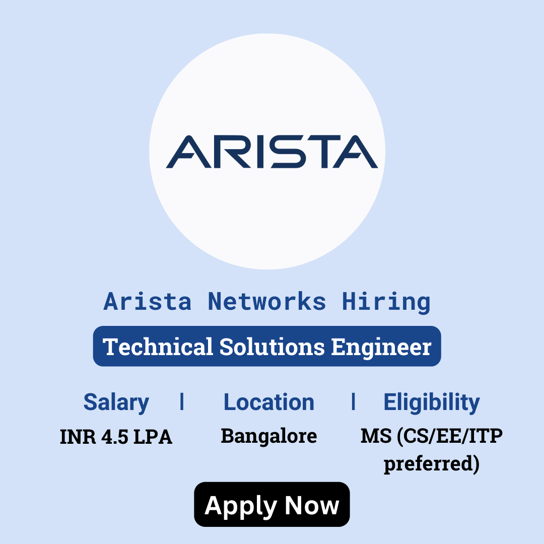 karthikpattadi's tweet image. 🌟 Exciting Opportunity! Arista Networks is hiring Technical Solutions Engineers for 2024!

👉 Apply Now: zurl.co/q2MC 

📲 Join Our WhatsApp Group: zurl.co/ySPA

#AristaNetworks #TechnicalSolutionsEngineer #offcampusdrive #2024batch #fresherjobs