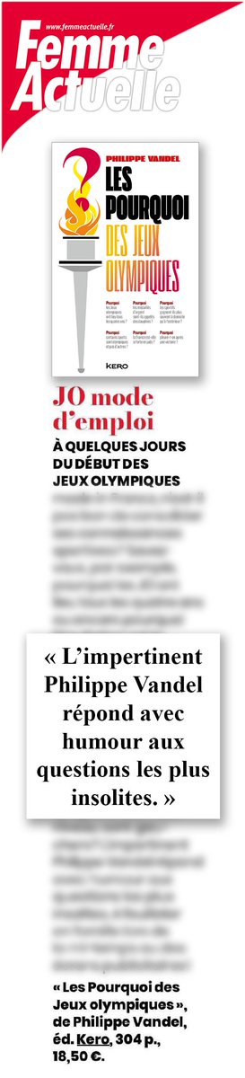 Découvrez "Les Pourquoi des Jeux Olympiques" de <a href="/PhilippeVandel/">Philippe Vandel</a> dans <a href="/femmeactuelle/">Femme actuelle</a> 🏅

➡️ A retrouver en librairie : calmann-levy.fr/livre/les-pour…