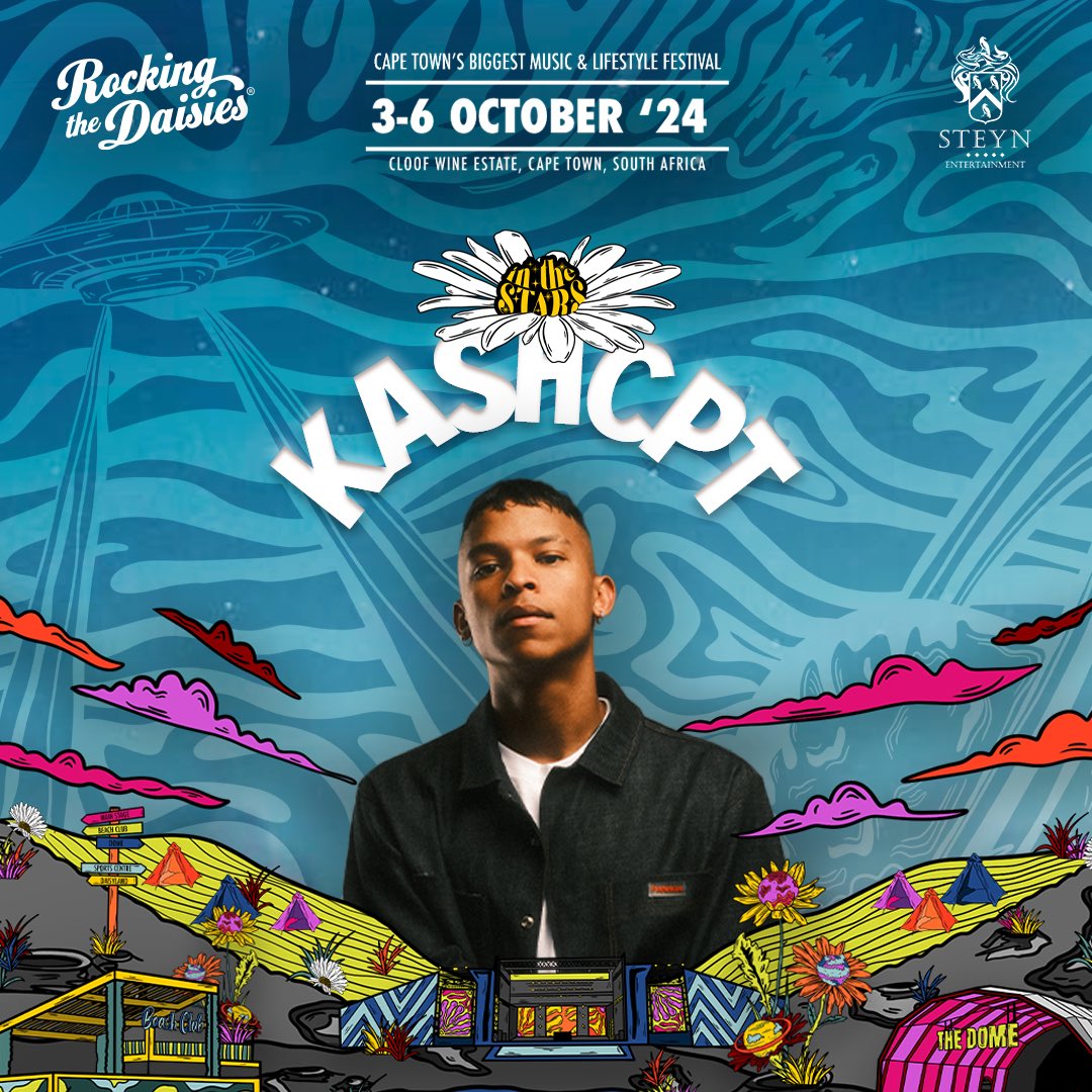 No need for an introduction here! @kashcpt will be taking over the main stage this October alongside some of Cape Town’s finest! Expect nothing but a fully loaded experience! 😮‍💨

Ticket link in bio. 

#rockingthedaisies #daisies2024 #steynentertainment