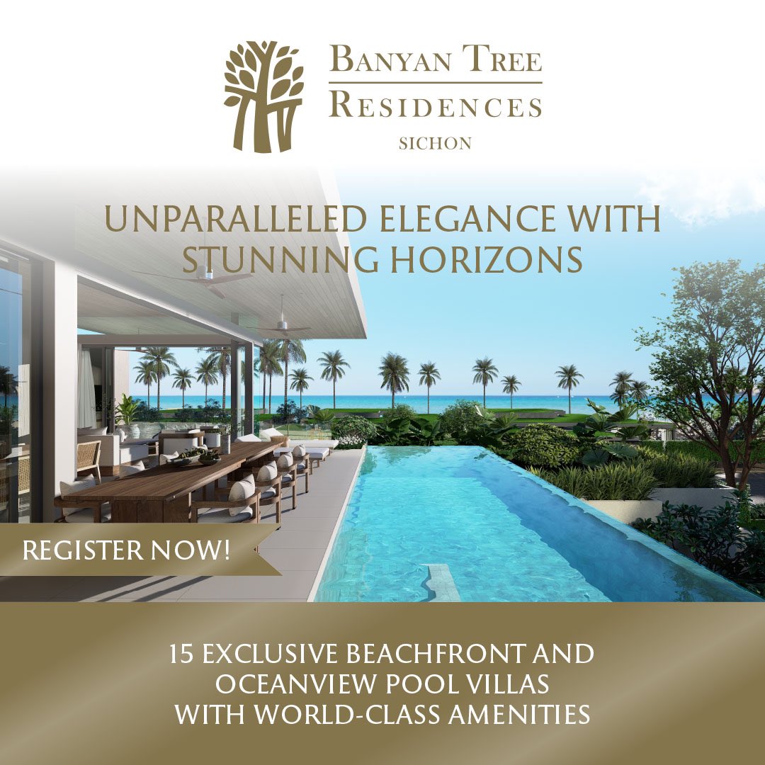 btrsichon's tweet photo. UNPARALLELED ELEGANCE WITH STUNNING HORIZONS

Banyan Tree Residences Sichon offers unparalleled luxury with direct secluded beach access, breathtaking ocean views, complete privacy and world-class amenities.

Register now:
https://t.co/hwcdYl6pN2 https://t.co/TjcUqqsM5b
