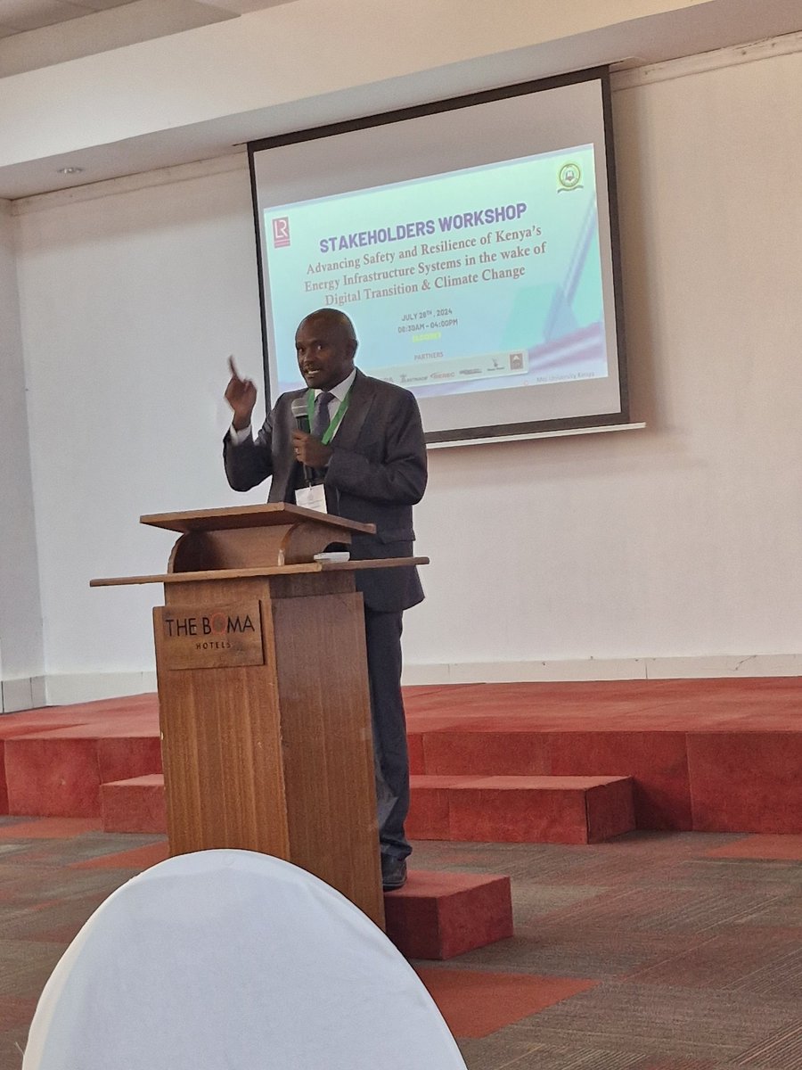 <a href="/MoiUniversity_/">Moi University</a> <a href="/EngOtuoma/">Eng. Otieno Otuoma, PE</a> <a href="/WesternIek/">IEK Western Kenya Branch</a> <a href="/ieknyanza/">IEK Nyanza Branch</a> <a href="/ieksouthrift/">IEK South Rift Branch</a> <a href="/IekNorthEastern/">IEK North Eastern Branch</a> <a href="/IEK_Central/">IEK Central Branch</a> <a href="/chrismaina77/">Prof. Eng. Christopher Maina Muriithi, MIEK PE</a> While addressing the gathering, the Chief guest President of IEK Eng. Kiteme challenged the stakeholders to ensure Resilience of energy systems at the design stage, Use technology to improve systems, Train and certify, and ensure enforcement among other things.