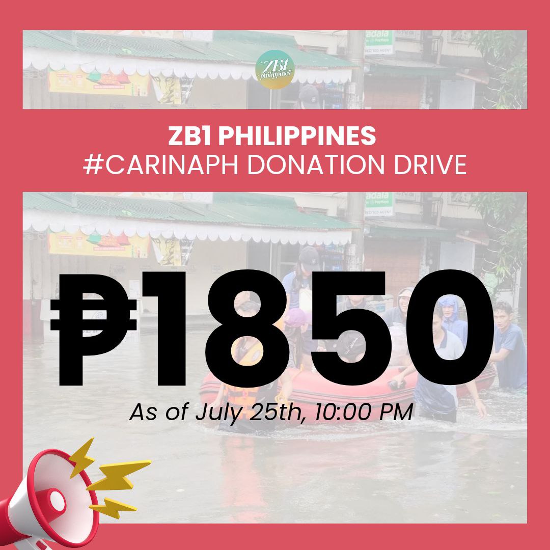[📢] ₱1,850 raised for #CarinaPH under ZEROBASEONE’s name! 🌟 Your incredible generosity has blown us away! Thank you from the bottom of our hearts for supporting our relief efforts. We've sent the donation to Tanging Yaman Foundation, Inc. and are awaiting the official receipt.