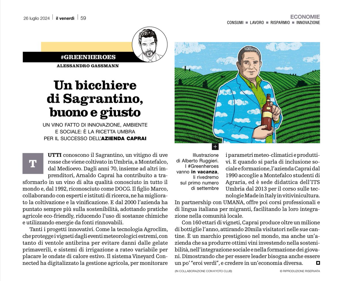 OperosiPerosi's tweet image. #Sagrantino 🍇🍷di #Montefalco . La #DOCG diventa anche #ESG 💚👩‍🏫ed innovativa con le Cantine #ArnaldoCaprai nelle pagine @GreenHeroesKC di @GassmanGassmann