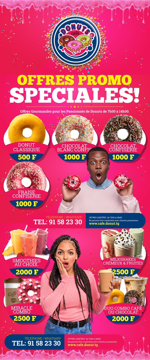 Bonjour  👋 🫦🍩 Good Morning from/de Lomé 🇹🇬 <a href="/donut_tg/">Donuts Café 🇹🇬</a>  

📍2576 Boulevard Jean Paul 2
En face du Casino Jackpot 🎰
☎️ +228 91 58 23 30

#donutscafe #lometogo #lométogo 
#donut #doughnut #TT228 #tgtwittos

donut.tg