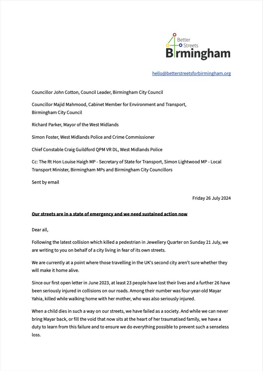 Better Streets for Birmingham is no longer on X tweet media