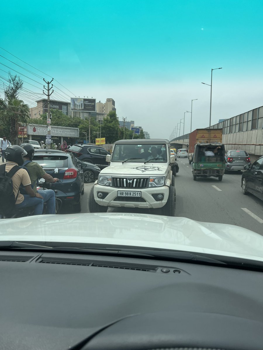 So proud of driving wrong side on heavy traffic main road, sohna road near Alivaa hotel . <a href="/gurgaonpolice/">Gurugram Police</a> <a href="/DC_Gurugram/">DC Gurugram</a> <a href="/TOIGurgaon/">TOI Gurgaon</a> gundagardi