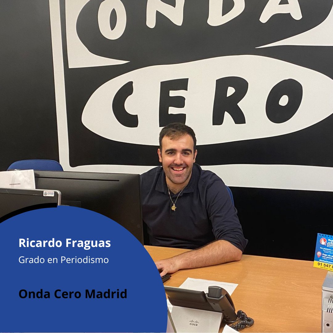 Ricardo Fraguas es estudiante de #Periodimos en #CESINE y este verano está haciendo prácticas en <a href="/OndaCero_es/">Onda Cero</a>, participando en la producción del programa 'Más de Uno' y mejorando, además, su locución en la radio.