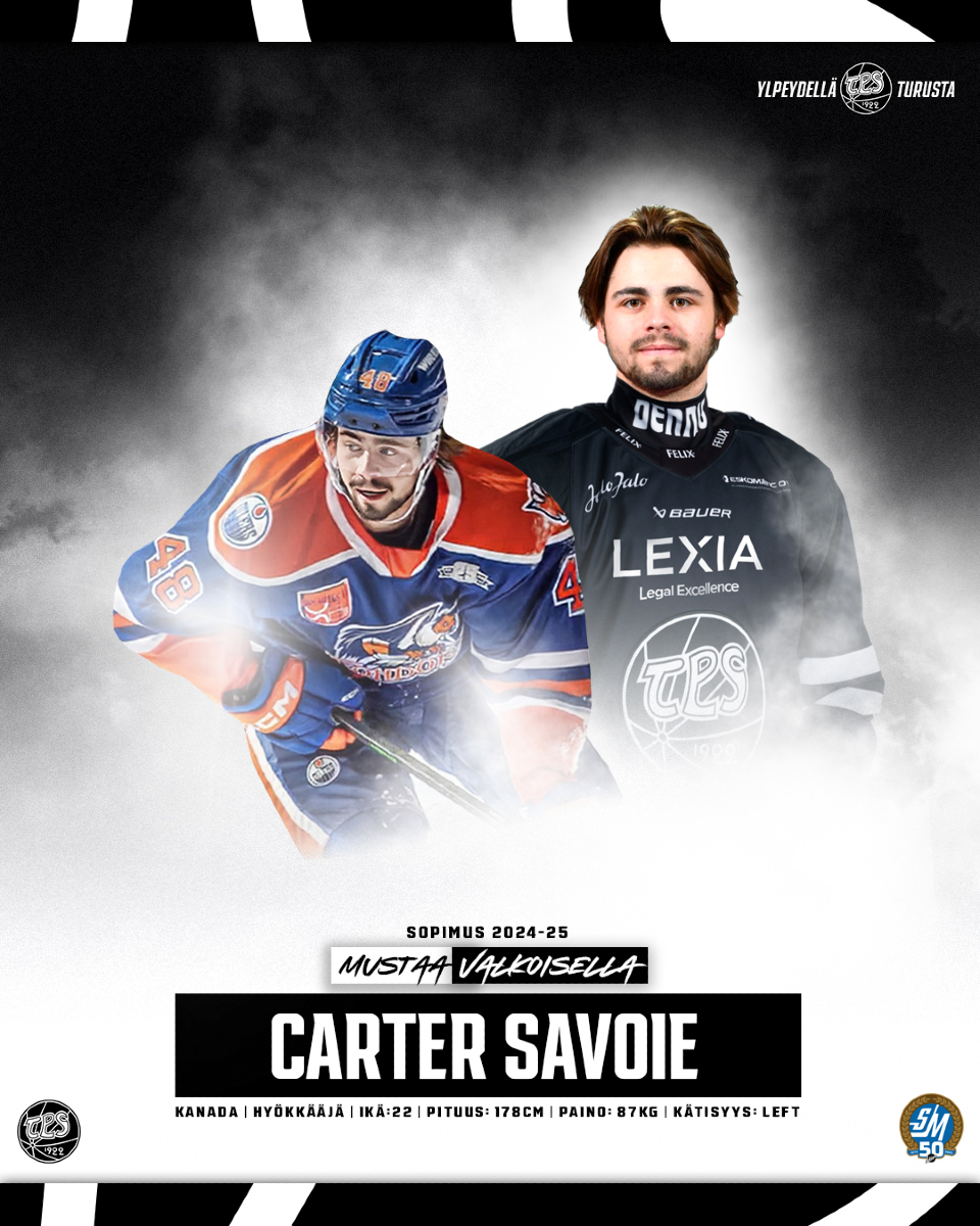 HCTPS's tweet image. TPS sopimukseen kanadalaishyökkääjä Carter Savoien kanssa - Welcome Carter! 🖤🤍

📄 Lue lisää 👉 hc.tps.fi

#HCTPS #Turku #Liiga