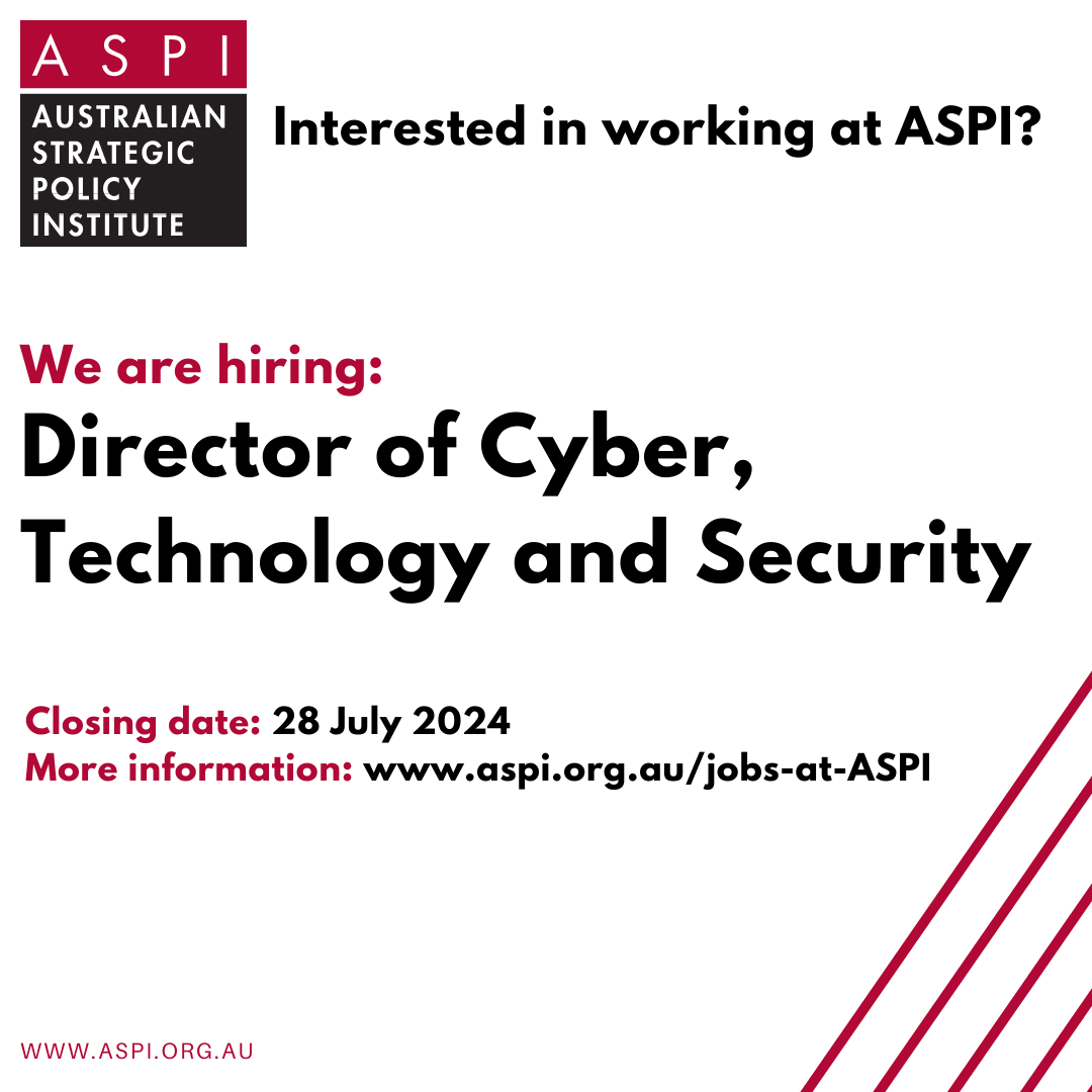 ASPI (@aspi_org) on Twitter photo 🗓️ JOB REMINDER 🗓️
Applications for <a href="/ASPI_CTS/">ASPI Cyber, Tech & Security</a>'s Director are closing! This is a unique opportunity to lead a diverse team in shaping critical and emerging tech policies, and to make an impact with data-driven research and strategic leadership.
Apply ➡️ bit.ly/3W5sLhV 🗓️ JOB REMINDER 🗓️
Applications for <a href="/ASPI_CTS/">ASPI Cyber, Tech & Security</a>'s Director are closing! This is a unique opportunity to lead a diverse team in shaping critical and emerging tech policies, and to make an impact with data-driven research and strategic leadership.
Apply ➡️ bit.ly/3W5sLhV