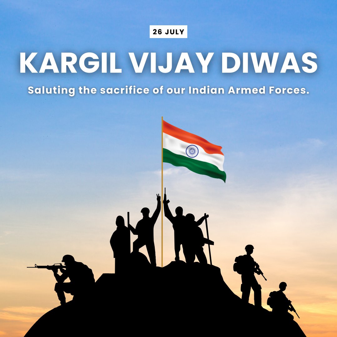 ShushanthS42593's tweet photo. Today, we remember and honor the bravery of our soldiers in the Kargil War of 1999. Despite all the challenges, our heroes took back the heights of Kargil. Let’s pay tribute to the courageous souls who sacrificed their lives for our nation
#KargilVijay 
#IndianArmedForces https://t.co/dD5LQq498r
