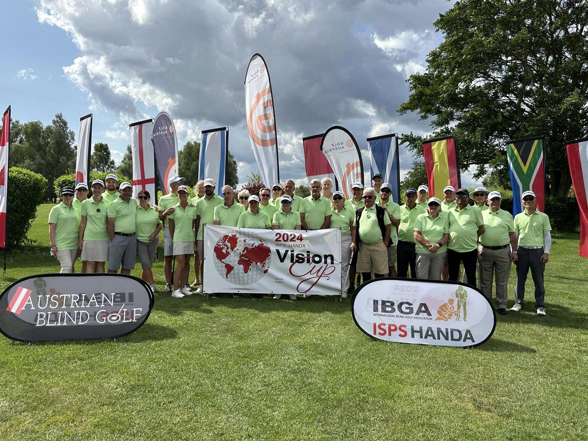 EWBlindGolf's tweet photo. Final day of the @IBGAVisionCup.  It's a mammoth task but can Team Rest of the World overturn the winning streak of North America?  Best of luck to the whole team and especially @AndyGilford @johneakin1  @dramandalarge Jason Bastable and @spbeevers 

#BBS #blindgolf #englandgolf #disabilty golf