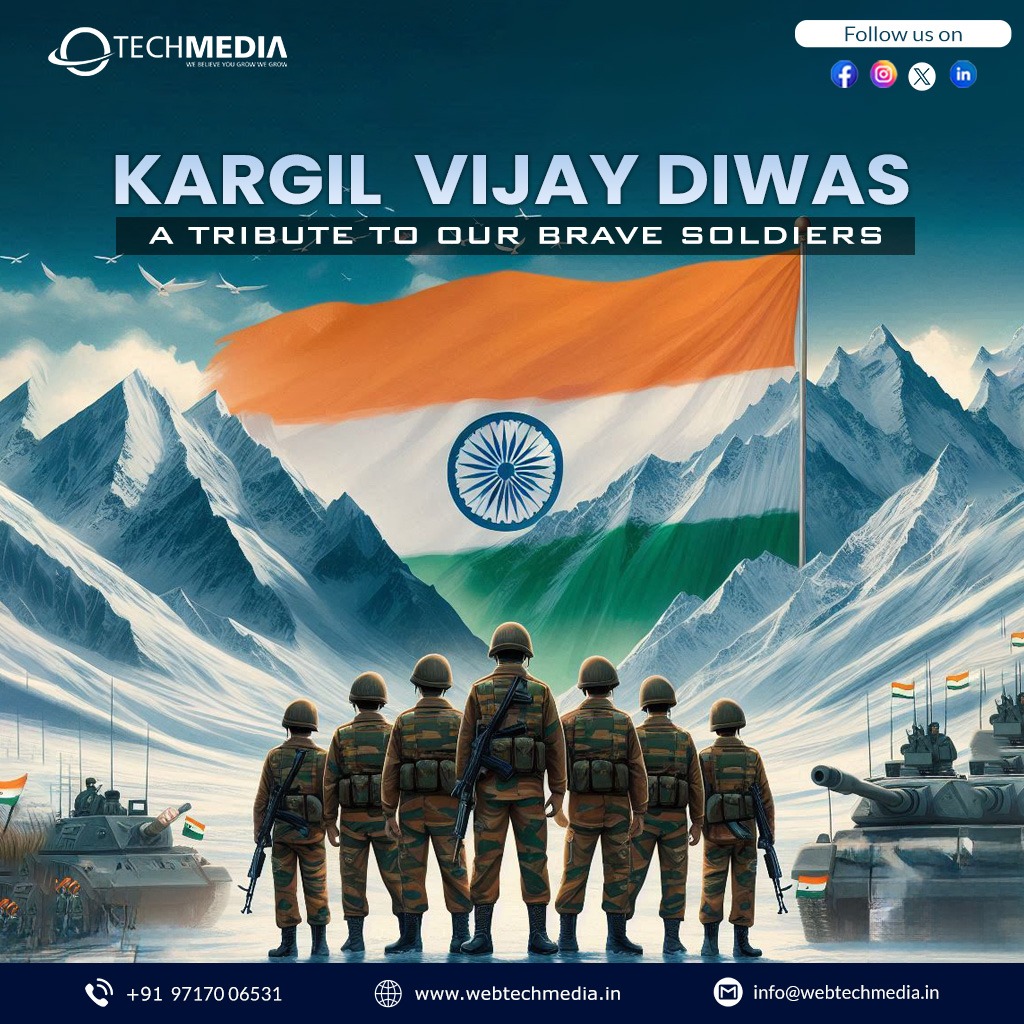 TechmediaWeb's tweet photo. 🇮🇳 On KargilVijayDiwas, we salute the valor and sacrifice of our brave soldiers. Their heroism will forever be etched in our hearts. Jai Hind Jai Bharat🇮🇳

#KargilVijayDiwas2024 #KargilVictory #Patriotism https://t.co/t15VBKtdup