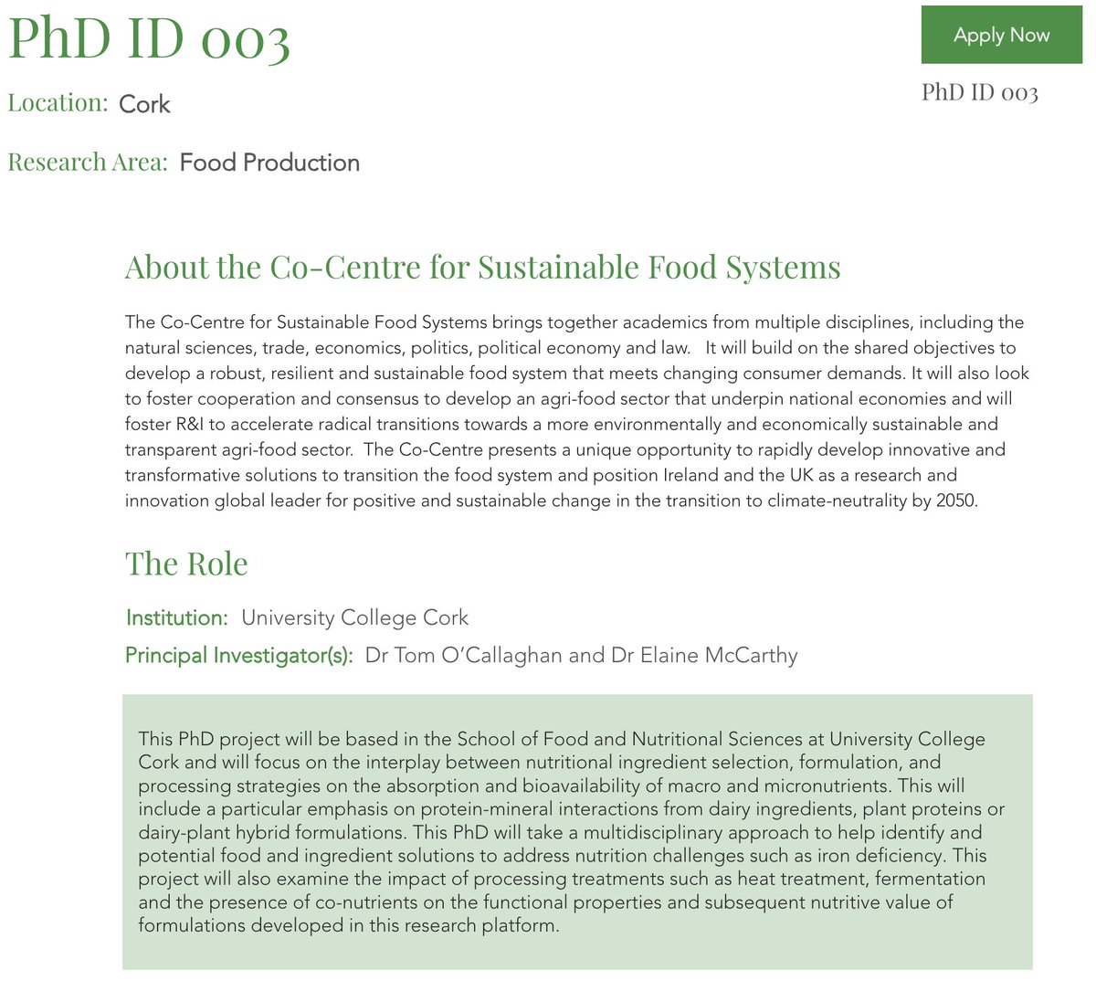 Tom O'Callaghan (@otomoc) on Twitter photo As part of the recently launched <a href="/foodcocentre/">Co-Centre for Sustainable Food Systems</a> we are recruiting a 4 yr funded PhD student to join us in <a href="/fnsucc/">UCC School of Food and Nutritional Sciences</a> working with Dr <a href="/ElaineMcCarthy_/">Elaine McCarthy, PhD</a> & I. More details on this PhD (ID 003), & others PhDs available at foodcocentre.org/jobs
Closing 16/08/2024
<a href="/UCCResearch/">UCC Research</a> <a href="/SEFSUCC/">SEFS@UCC</a> As part of the recently launched <a href="/foodcocentre/">Co-Centre for Sustainable Food Systems</a> we are recruiting a 4 yr funded PhD student to join us in <a href="/fnsucc/">UCC School of Food and Nutritional Sciences</a> working with Dr <a href="/ElaineMcCarthy_/">Elaine McCarthy, PhD</a> & I. More details on this PhD (ID 003), & others PhDs available at foodcocentre.org/jobs
Closing 16/08/2024
<a href="/UCCResearch/">UCC Research</a> <a href="/SEFSUCC/">SEFS@UCC</a>
